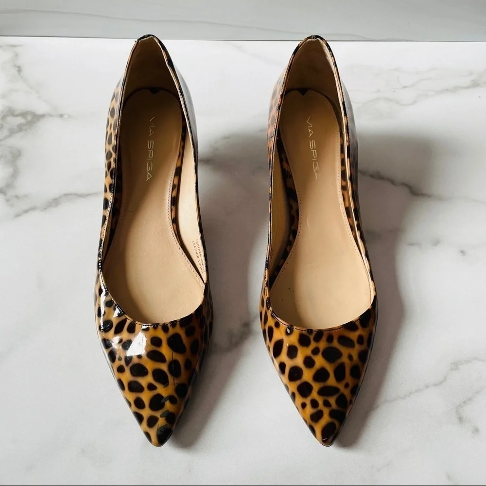 Via Spiga Animal Print Kitten Heels- 8